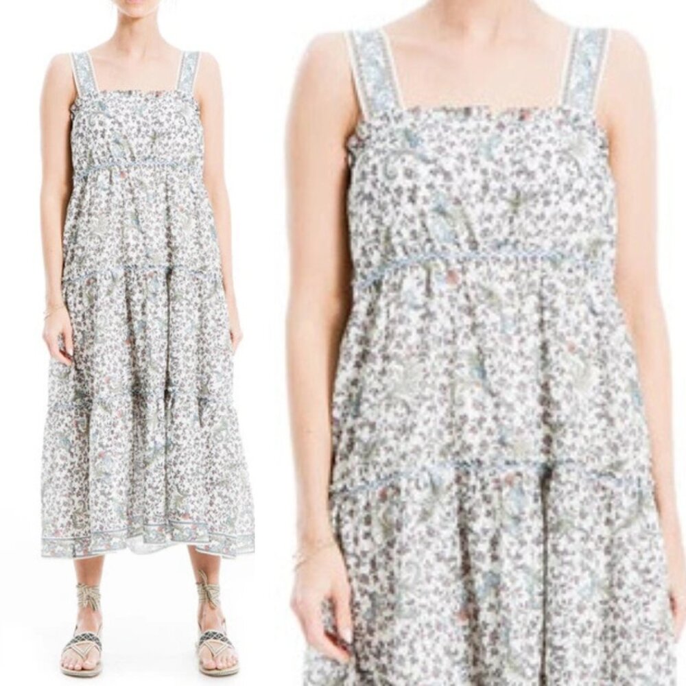NWOT Max Studio Floral Cotton Midi Dress in winter berry
